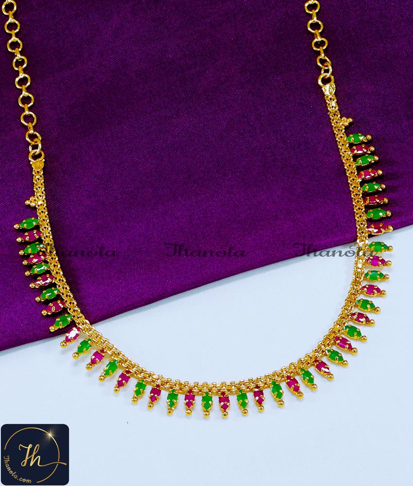 Unique Ruby Emerald Gold Plated Necklace Designs stone necklace