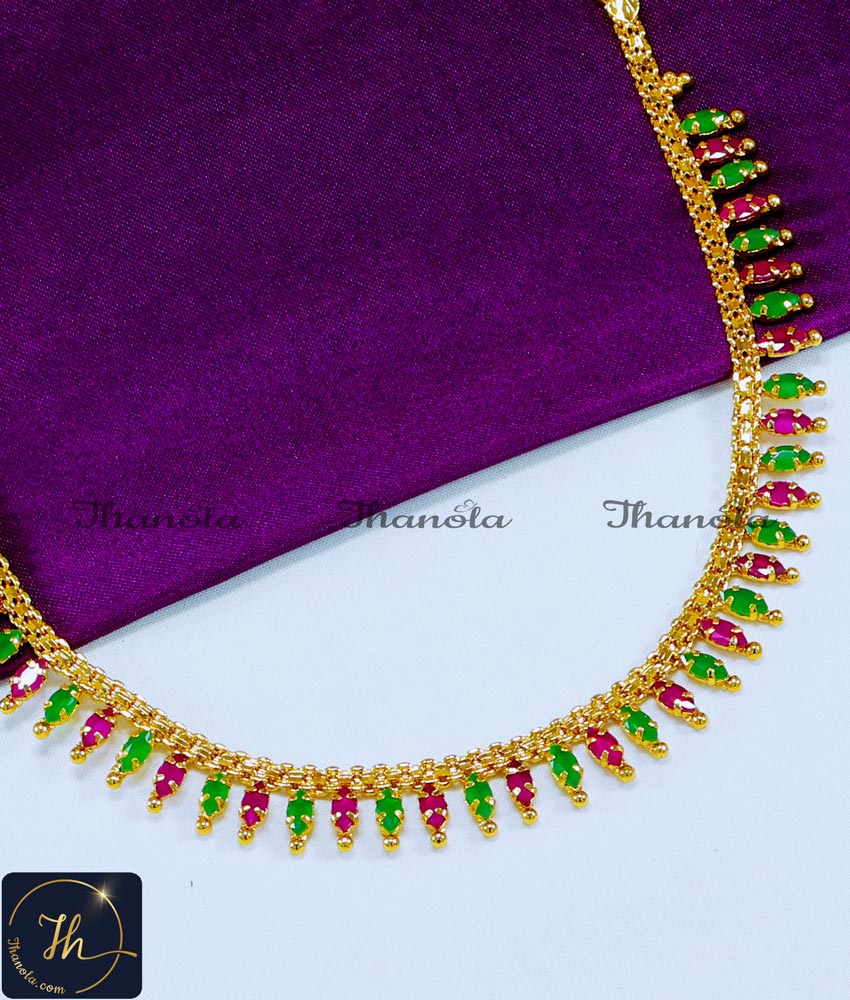 Unique Ruby Emerald Gold Plated Necklace Designs stone necklace