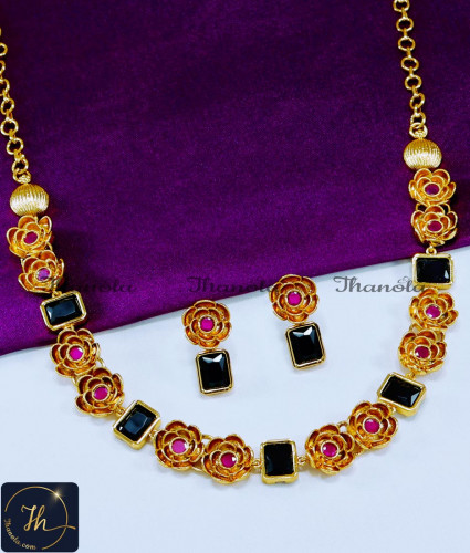 NLA1210 - Latest Flower Model 1 Gram Gold Necklace for Women
