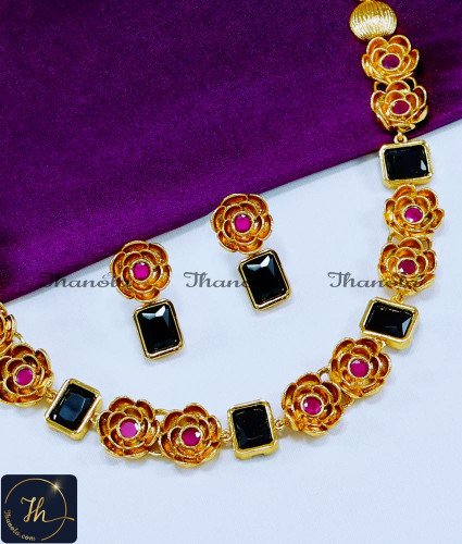 NLA1210 - Latest Flower Model 1 Gram Gold Necklace for Women