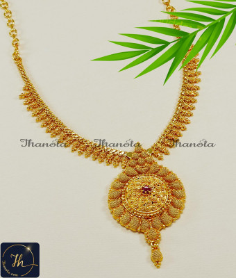 NLA1219 - Traditional Ruby Stone Plated Necklace Design