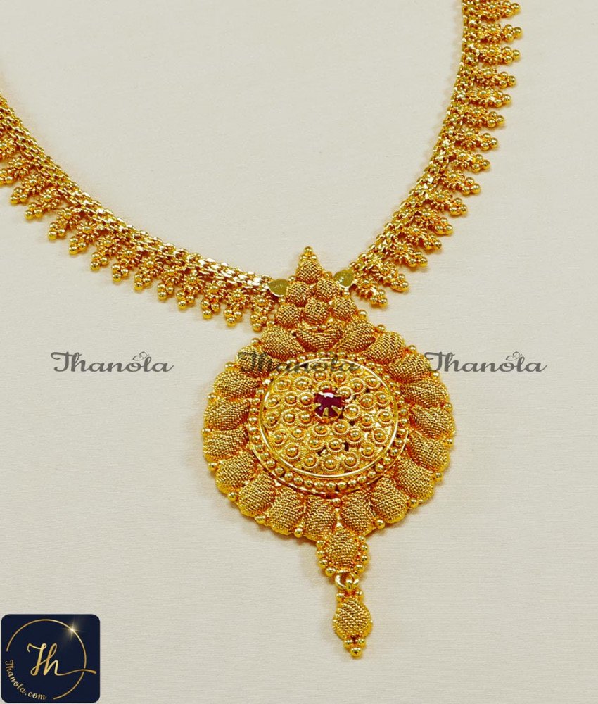 Traditional Ruby Stone Plated Necklace Design gold plated jewellery