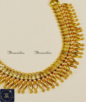 NLA1230 - Latest Gold Plated Lakshmi Kasu Necklace Designs