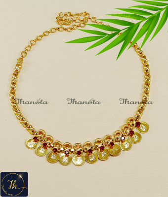 NLA1285 - Simple Light Weight Lakshmi Coin Necklace Designs