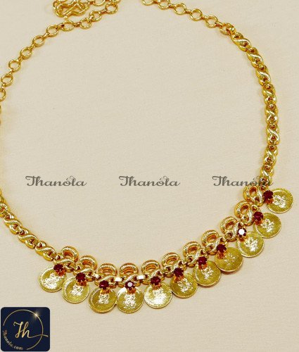 NLA1285 - Simple Light Weight Lakshmi Coin Necklace Designs