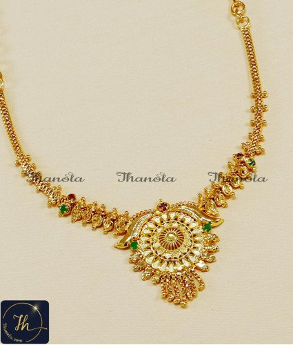 NLA1310 - Simple Stone Necklace Design Gold Plated Jewellery