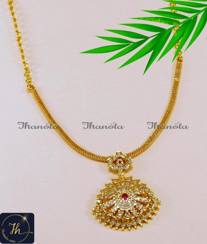 NLA1356 - Panchaloha Jewellery Simple Attigai Necklace Light Weight