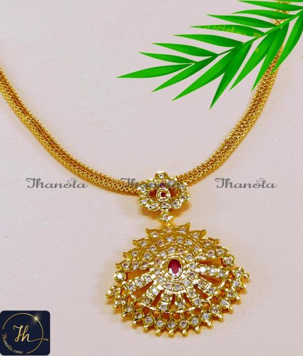NLA1356 - Panchaloha Jewellery Simple Attigai Necklace Light Weight