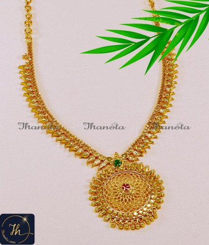 NLA1390 - Trendy Ruby Emerald Gold Plated Necklace for Wedding