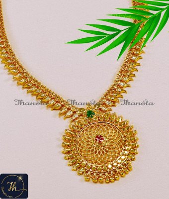 NLA1390 - Trendy Ruby Emerald Gold Plated Necklace for Wedding