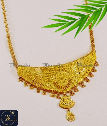 NLA1391 - 2 Gram Gold Forming Yellow Gold Necklace for Lehenga