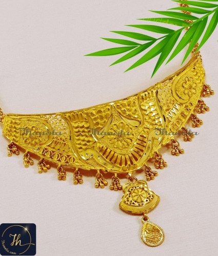 NLA1391 - 2 Gram Gold Forming Yellow Gold Necklace for Lehenga