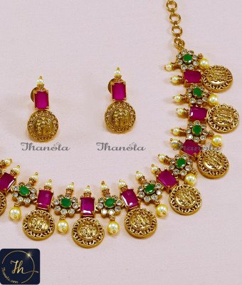 NLA1559 - Antique Jewelry Ad Stone Ram Parivar Necklace Designs