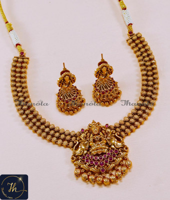 NLA1561 - Traditional Antique Jewellery Temple Design Necklace Set