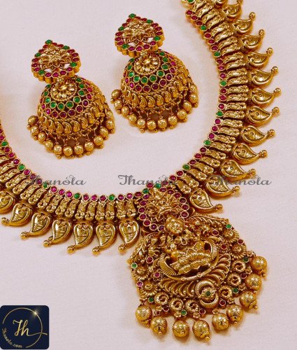 NLA1563 - First Quality Antique Gold Jewelry Design Necklace Set