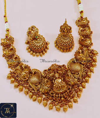 NLA1564 - Premium Quality Wedding Temple Antique Jewellery Set