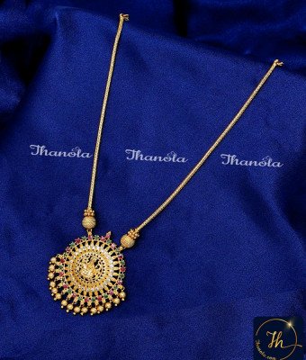 NLA1805 - Traditional Lakshmi Pendant 1 Gram Gold Necklace Design