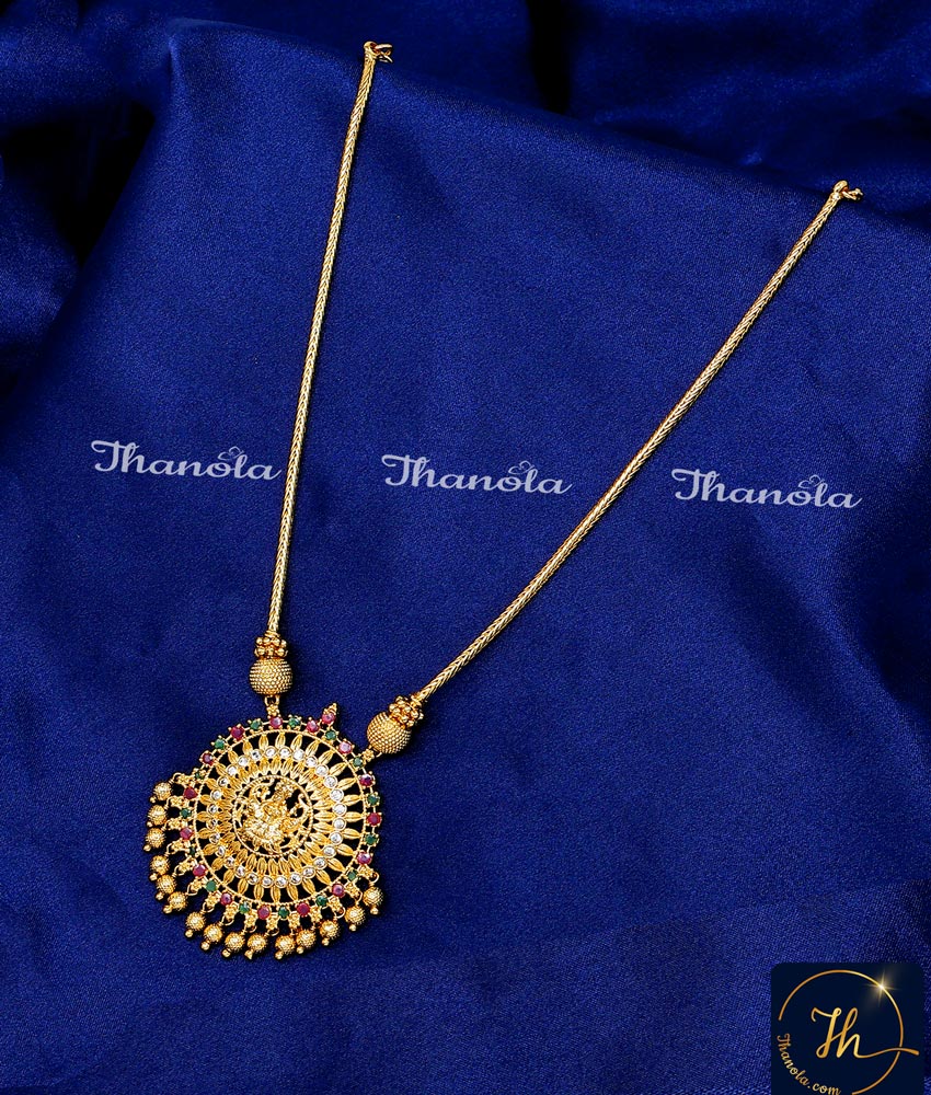 Traditional Lakshmi Pendant 1 Gram Gold Necklace Design gold plated necklace design