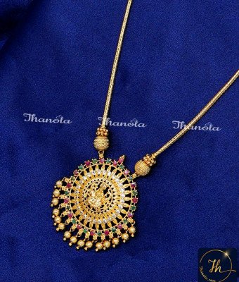 NLA1805 - Traditional Lakshmi Pendant 1 Gram Gold Necklace Design