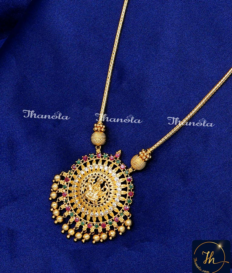 Traditional Lakshmi Pendant 1 Gram Gold Necklace Design gold plated necklace design