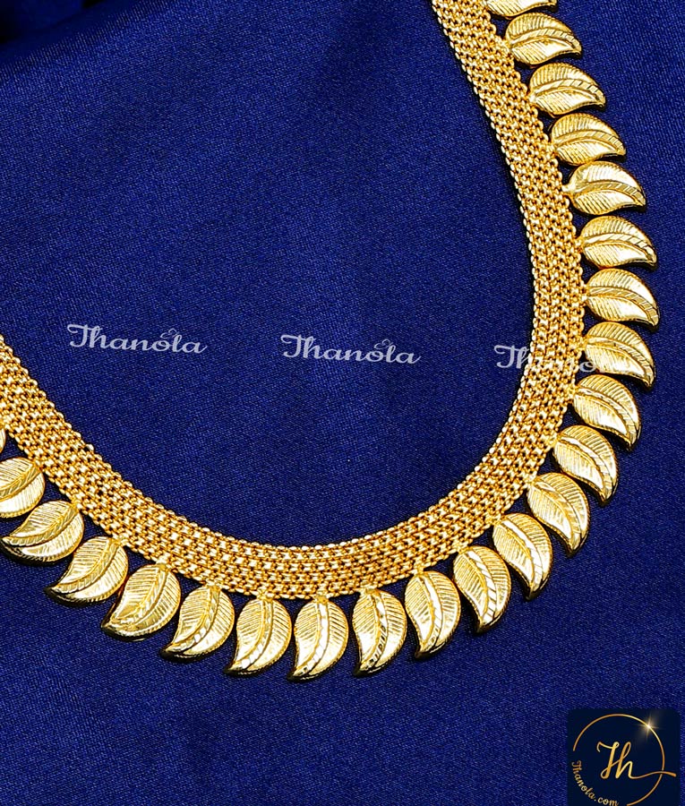 Gold Forming Leaf Model Plain Kerala Necklace Design kerala necklace design