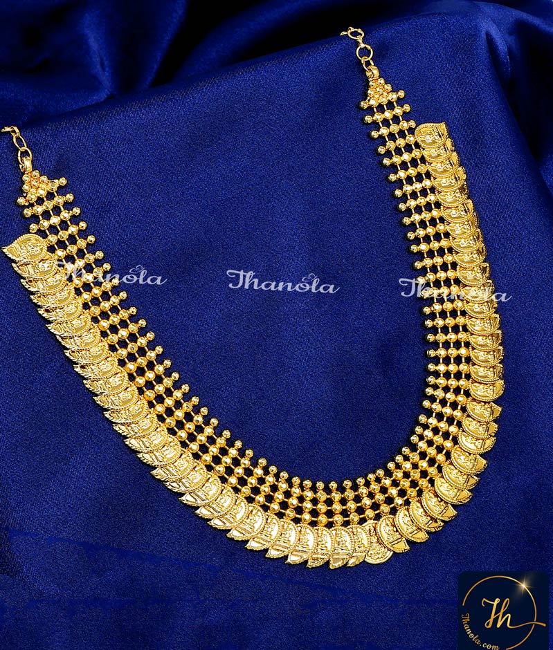 Traditional Mango Design Lakshmi Necklace for Women lakshmi kasu necklace gold design