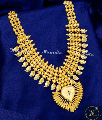 NLA1814 - Kerala Jewellery Designs Mango Necklace for Wedding