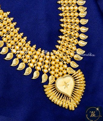 NLA1814 - Kerala Jewellery Designs Mango Necklace for Wedding