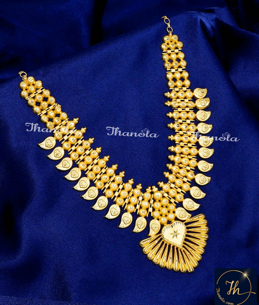 Bridal Wear Mango Design Kerala Model Necklace Online kerala style light weight gold necklace