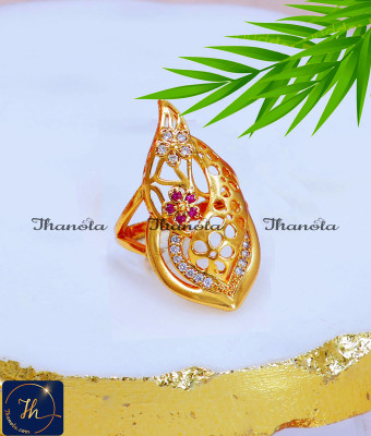 RNA1428 - Trendy Flower Design Gold Big Finger Ring Design