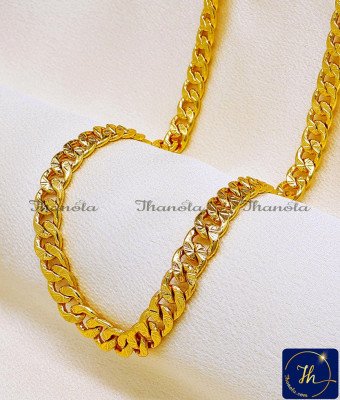 SHA1060 - 1 Gram Gold Plated Thick Cuban Link Chain for Men