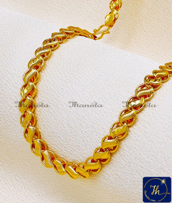 SHA1100 - Traditional 1 Gram Gold Lotus Chain Design for Daily Use
