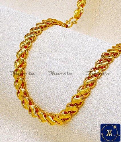SHA1100 - Traditional 1 Gram Gold Lotus Chain Design for Daily Use