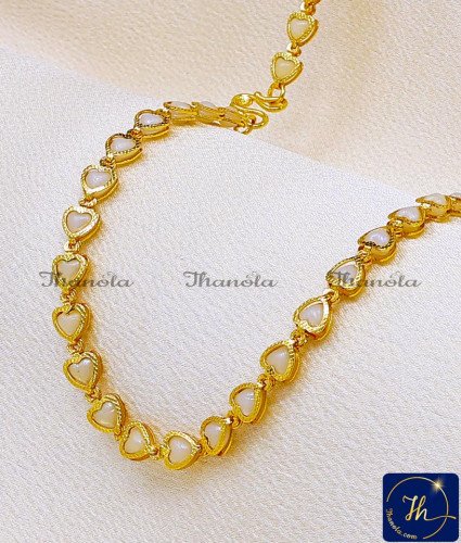 SHA1125 - 1 Gram Gold Heart Model Beads Chain for Ladies