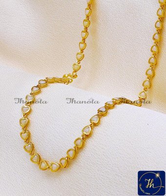 SHA1125 - 1 Gram Gold Heart Model Beads Chain for Ladies SHA1125 - 1 Gram Gold Heart Model Beads Chain for Ladies