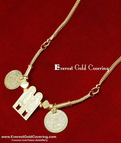 THN1003 - Gold Plated Meenakshi Sunderashwar Thali Chain Design