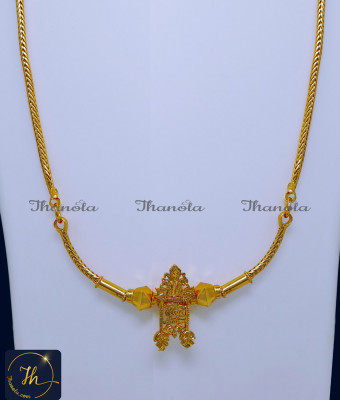 THN1022 - 1 Gram Gold Plated Long Annalakshmi Thali Chain Design
