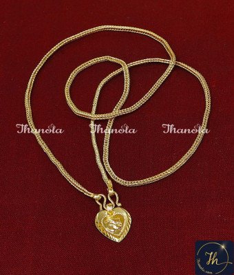 THN1032 - Simple Daily Wear One Gram Gold Kerala Thali Design