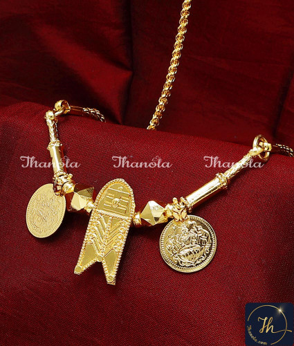 THN1050 - Gold Plated Thennai Maram Paraiyar Caste Thali Design