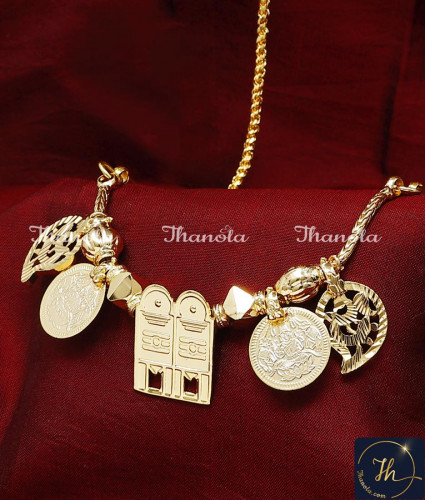 THN1055 - Shiva Gothram Pattai Yellow Gold Thali Chain Design
