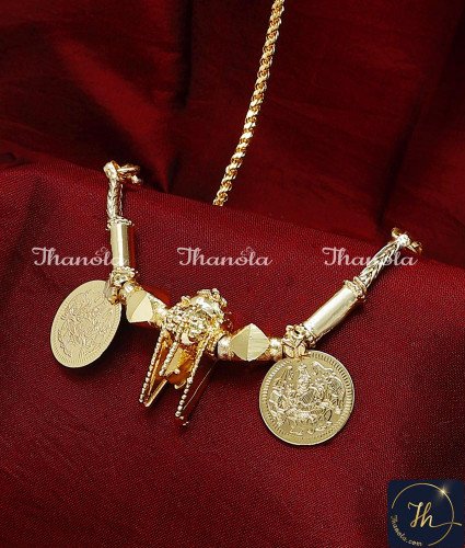 THN1058 - Gold Plated Thoppa Thali Chain Designs Tamil Nadu