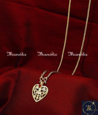 THN1063 - Heart Pendant Yellow Gold Simple Thali Chain Design