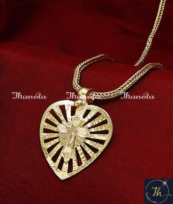 THN1064 - 1 Gram Gold Kerala Heart Thali Chain Design Christian
